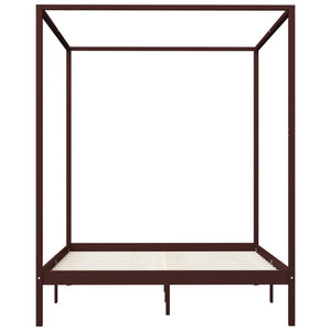 Giroletto a Baldacchino Marrone Scuro Massello Pino 180x200 cm 283273