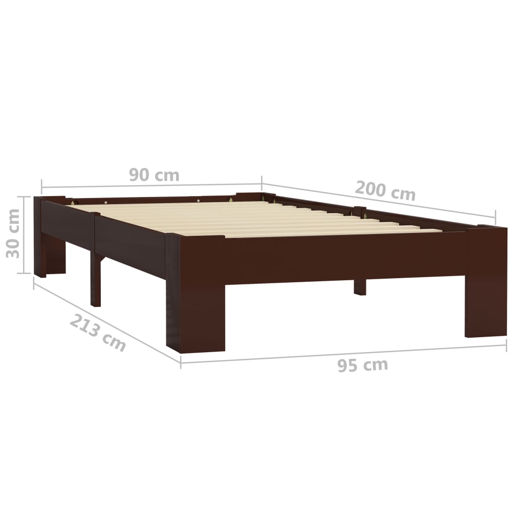 Giroletto senza Materasso-Struttura Letto Marrone Scuro 90x200 cm Legno Pino 815151