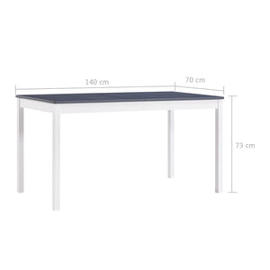 Tavolo da Pranzo Bianco e Grigio 140x70x73 cm in Legno di Pino 283400