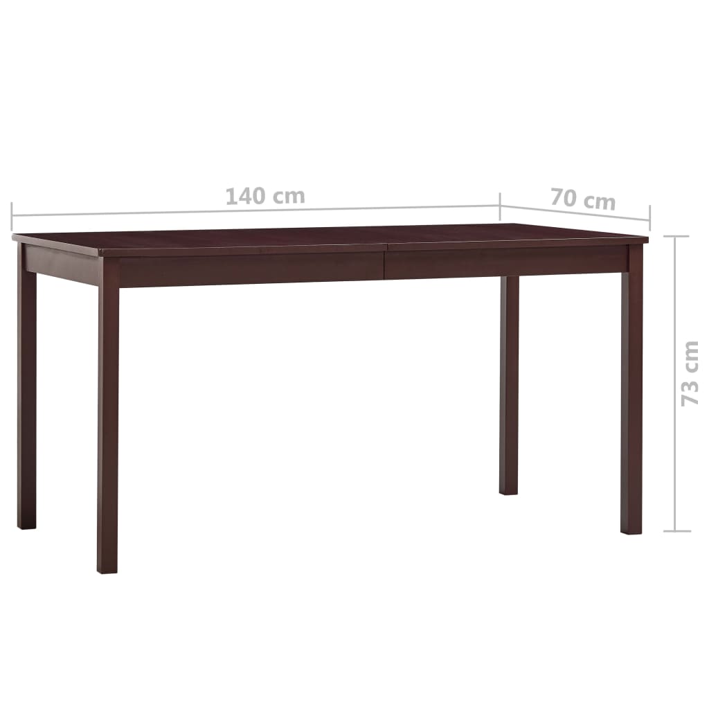 Tavolo da Pranzo Marrone Scuro 140x70x73 cm in Legno di Pino 283401