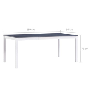 Tavolo da Pranzo Bianco e Grigio 180x90x73 cm in Legno di Pino 283406