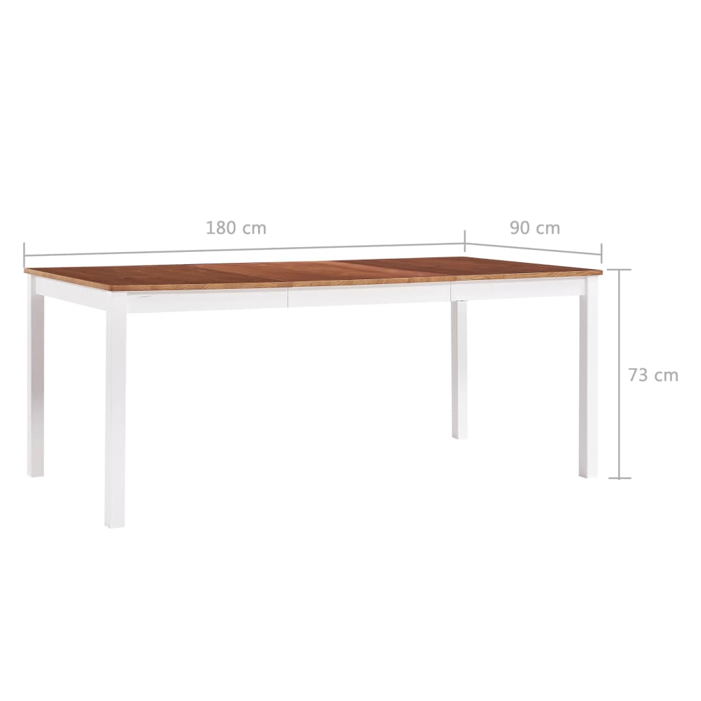 Tavolo da Pranzo Bianco e Marrone 180x90x73 cm in Legno di Pino 283408