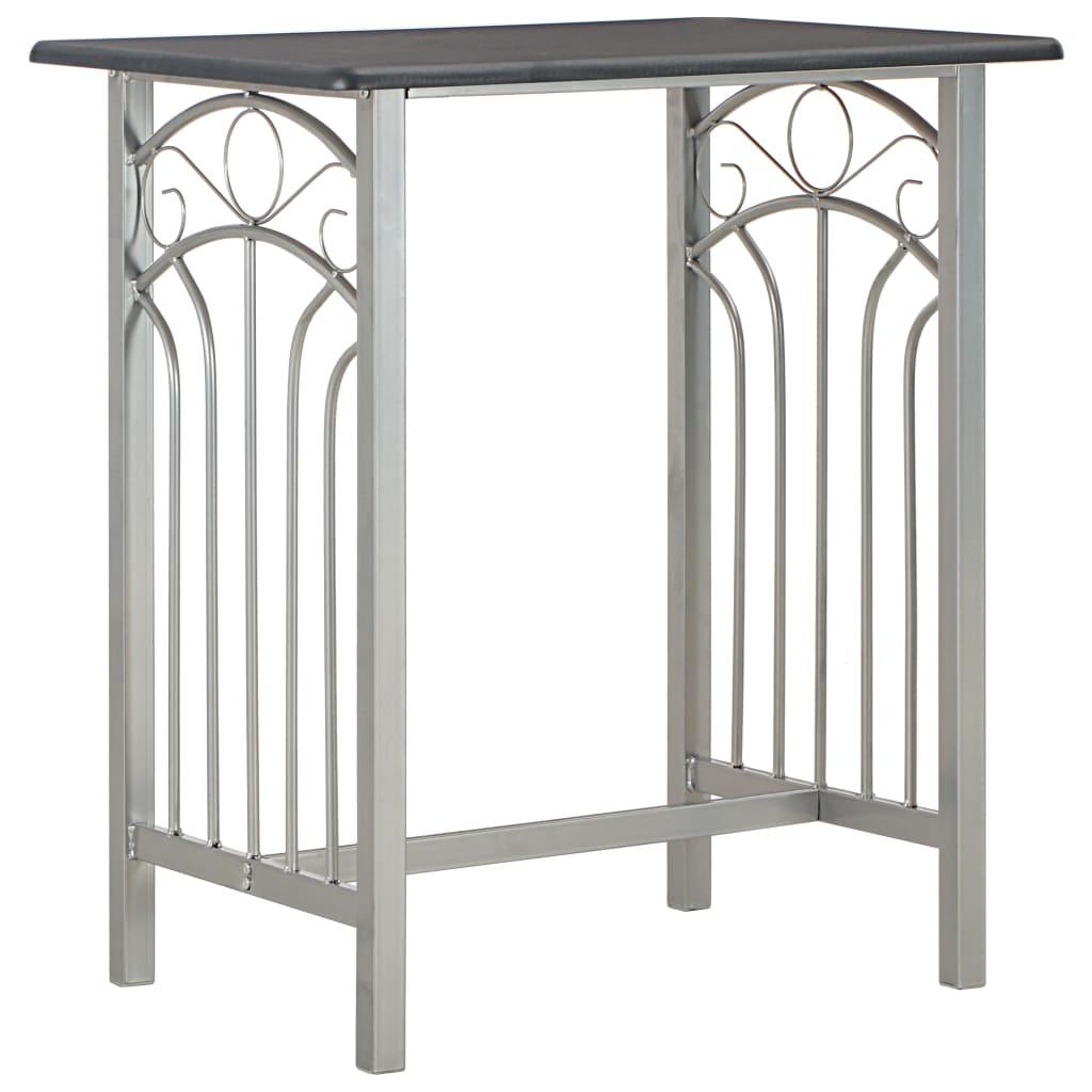 Set da Bar 3 pz in Legno e Acciaio Nero 284396