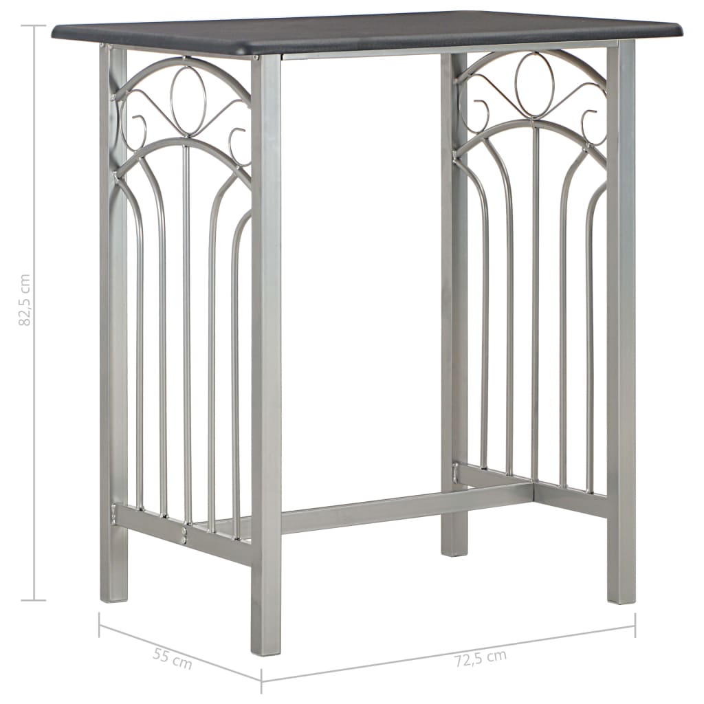 Set da Bar 3 pz in Legno e Acciaio Nero 284396