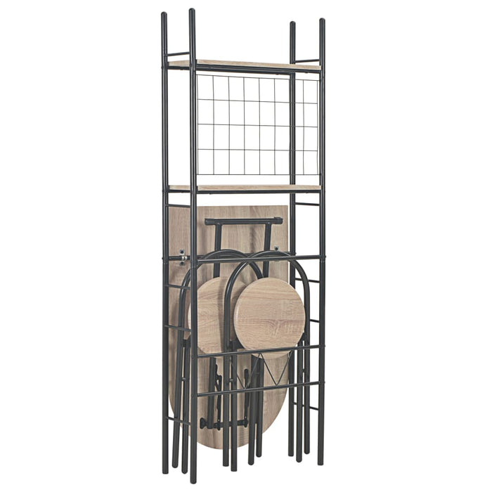 Set Tavolo e Sedie Pieghevoli con Scaffale 3 pz MDF e Acciaio 284406