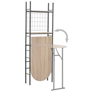 Set Tavolo e Sedie Pieghevoli con Scaffale 3 pz MDF e Acciaio 284406