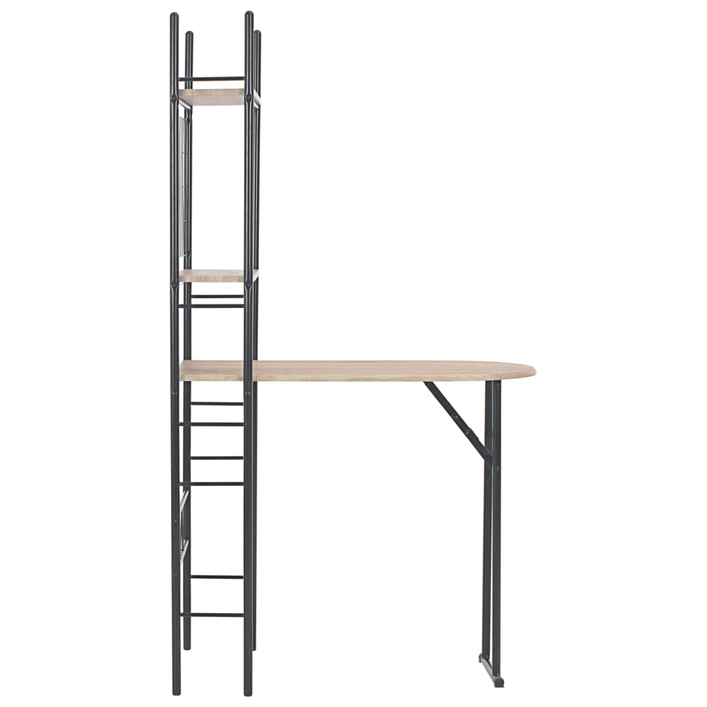 Set Tavolo e Sedie Pieghevoli con Scaffale 3 pz MDF e Acciaio 284406