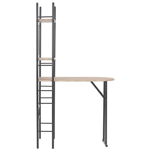 Set Tavolo e Sedie Pieghevoli con Scaffale 3 pz MDF e Acciaio 284406