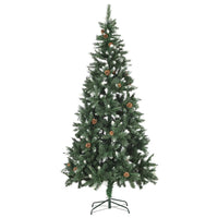 Albero di Natale Artificiale Pigne e Brillantini Bianchi 210 cm 284319