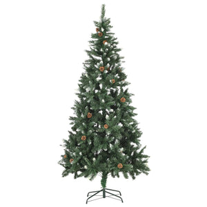 Albero di Natale Artificiale Pigne e Brillantini Bianchi 210 cm 284319