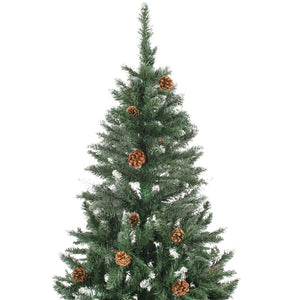 Albero di Natale Artificiale Pigne e Brillantini Bianchi 210 cm 284319