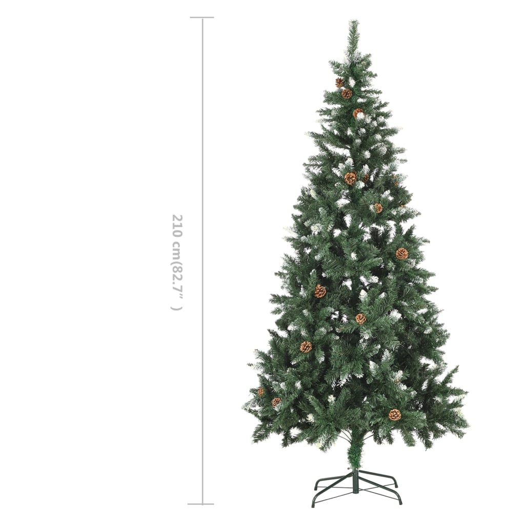 Albero di Natale Artificiale Pigne e Brillantini Bianchi 210 cm 284319