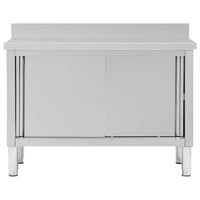 Banco da Lavoro con Ante Scorrevoli 120x50x(95-97)cm in Acciaio 51051