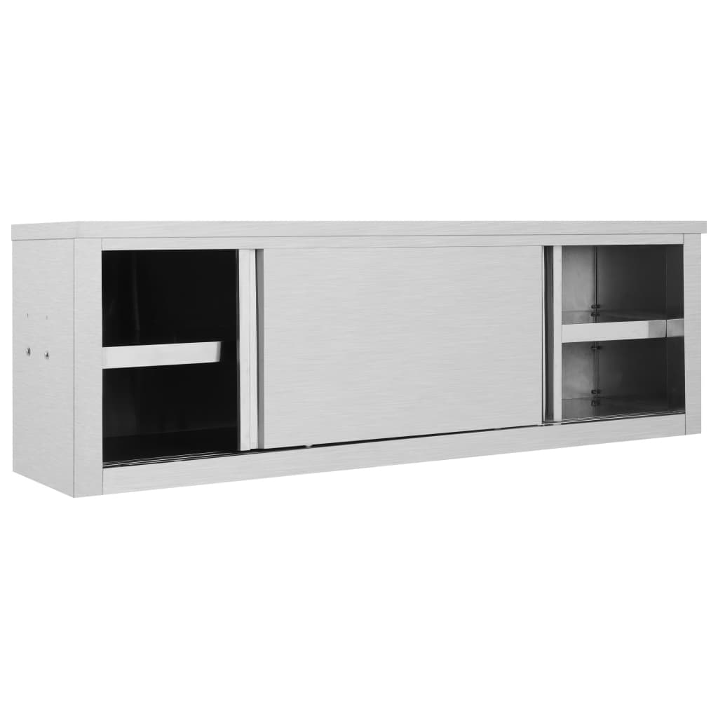 Armadio da Cucina ad Ante Scorrevoli 150x40x50cm Acciaio Inox 51054