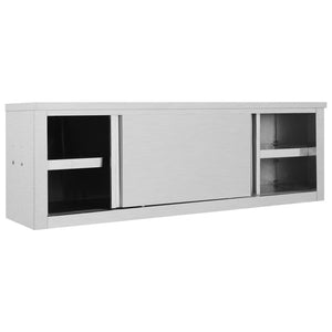 Armadio da Cucina ad Ante Scorrevoli 150x40x50cm Acciaio Inox 51054