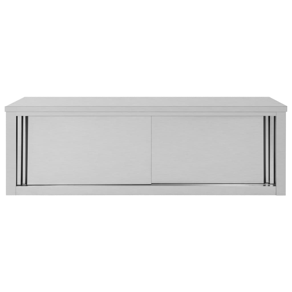 Armadio da Cucina-Credenza da Cucina ad Ante Scorrevoli 150x40x50cm Acciaio Inox
