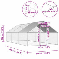 Gabbia per Polli da Esterno 2,75x6x1,92m in Acciaio Zincato 170790
