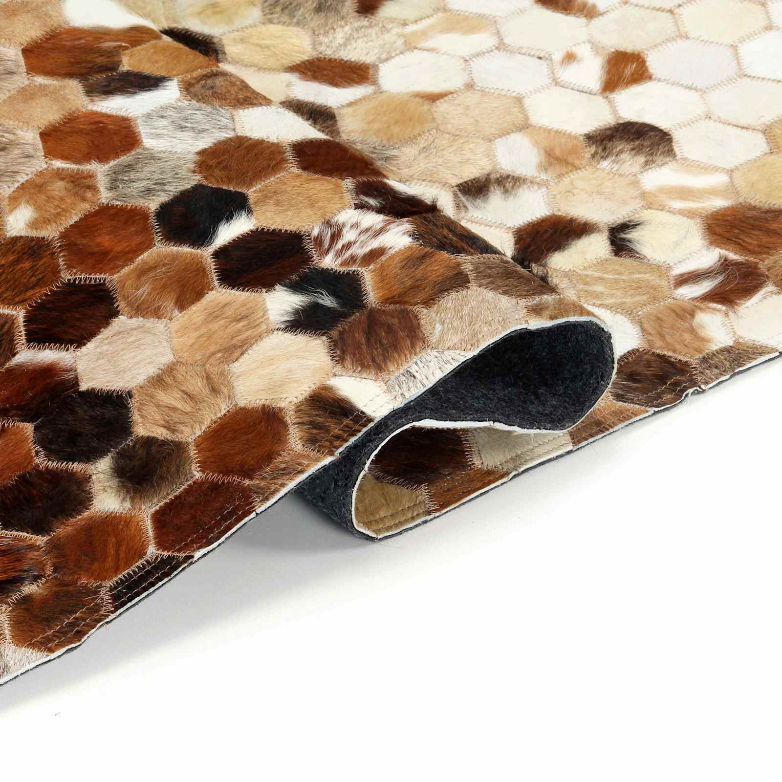 Tappeto in Pelle Patchwork di Vacca Marrone 170 x 120 cm Pelle 134399