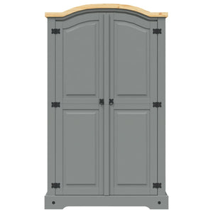 Armadio in Legno di Pino Messicano Corona 2 Ante Grigio 282619