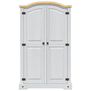 Armadio in Legno di Pino Messicano Corona 2 Ante Bianco