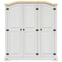 Armadio in Legno di Pino Messicano Corona 3 Ante Bianco