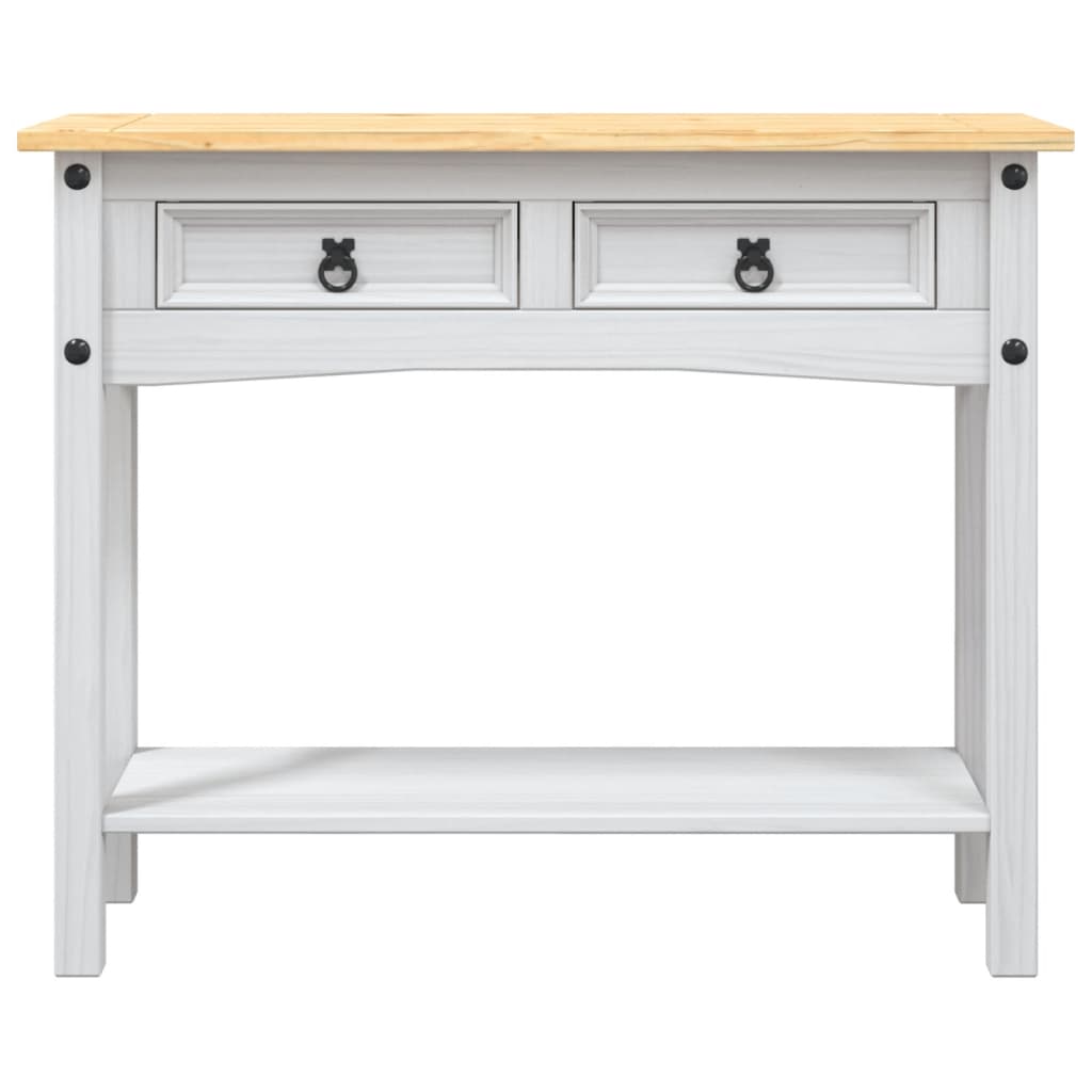 Tavolo Console in Pino Messicano Corona Bianco 90x34,5x73 cm