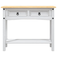 Tavolo Console in Pino Messicano Corona Bianco 90x34,5x73 cm