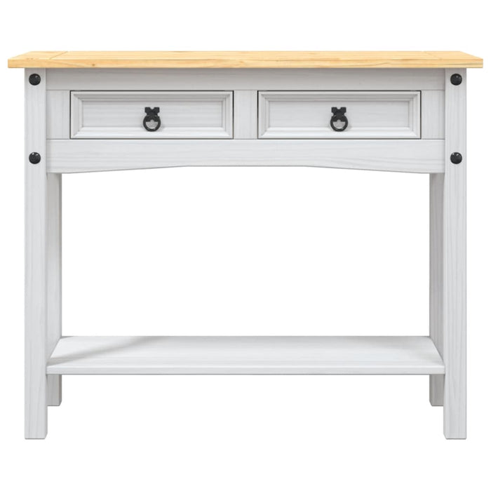 Tavolo Console in Pino Messicano Corona Bianco 90x34,5x73 cm