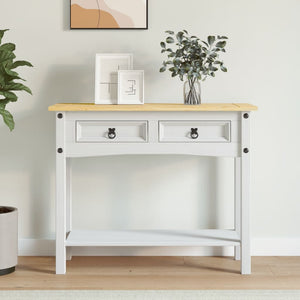 Tavolo Console in Pino Messicano Corona Bianco 90x34,5x73 cm