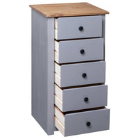 Credenza Grigia 46x40x89 cm in Legno Massello di Pino Panama 282650