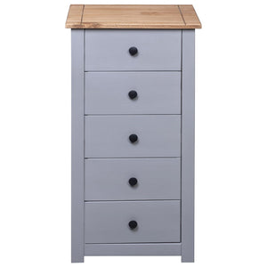 Credenza Grigia 46x40x89 cm in Legno Massello di Pino Panama