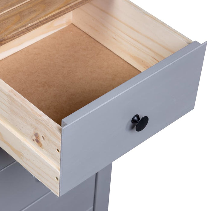 Credenza Grigia 46x40x89 cm in Legno Massello di Pino Panama