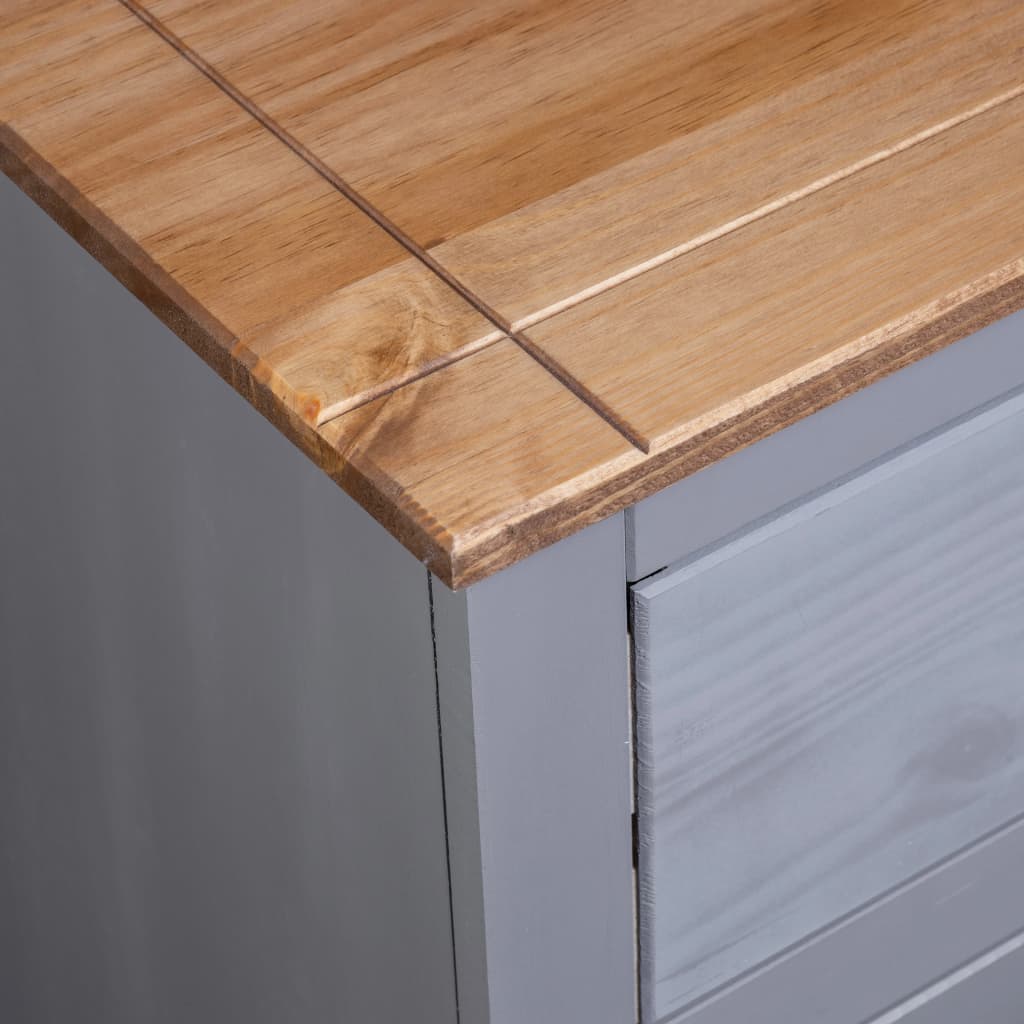 Credenza Grigia 80x40x83 cm in Legno Massello di Pino Panama 282656