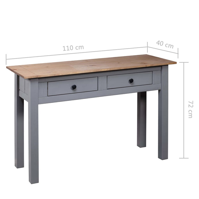 Tavolo Consolle Grigio 110x40x72 cm Legno Massello Pino Panama 282680
