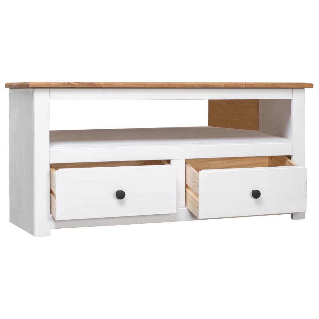 Mobile Porta TV-Mobile per TV-Credenza TV Angolare Bianco 93x49x49cm in Pino Serie Panama