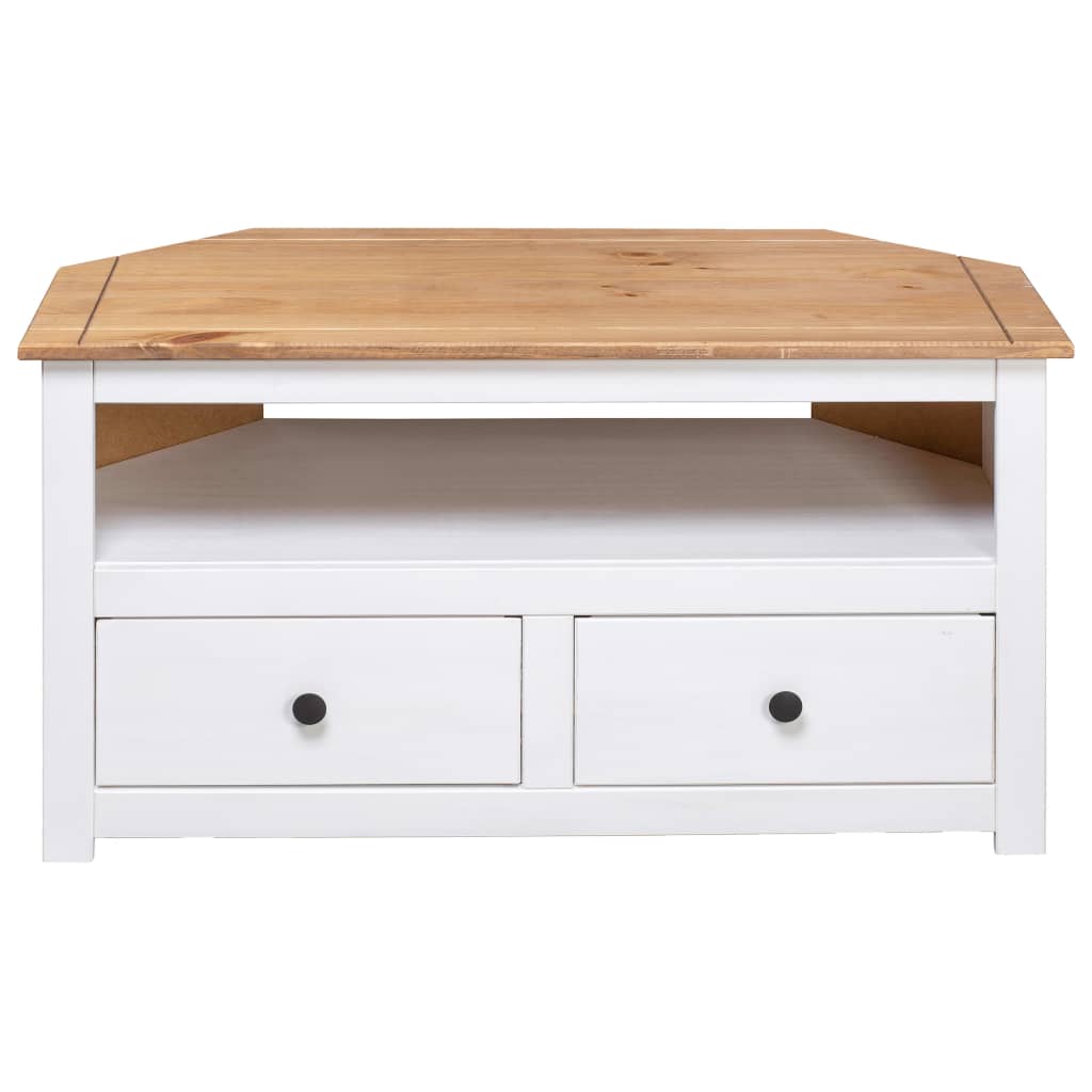 Mobile Porta TV-Mobile per TV-Credenza TV Angolare Bianco 93x49x49cm in Pino Serie Panama