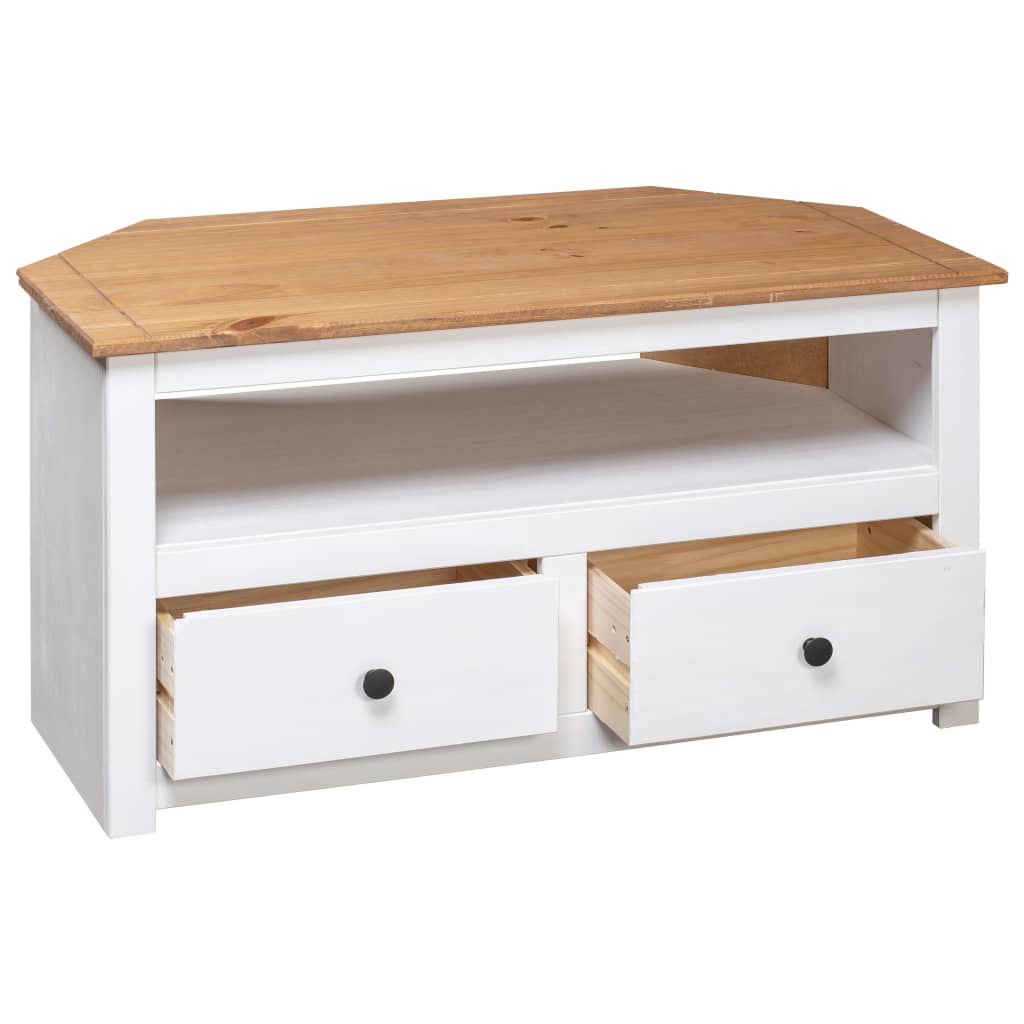 Mobile Porta TV-Mobile per TV-Credenza TV Angolare Bianco 93x49x49cm in Pino Serie Panama