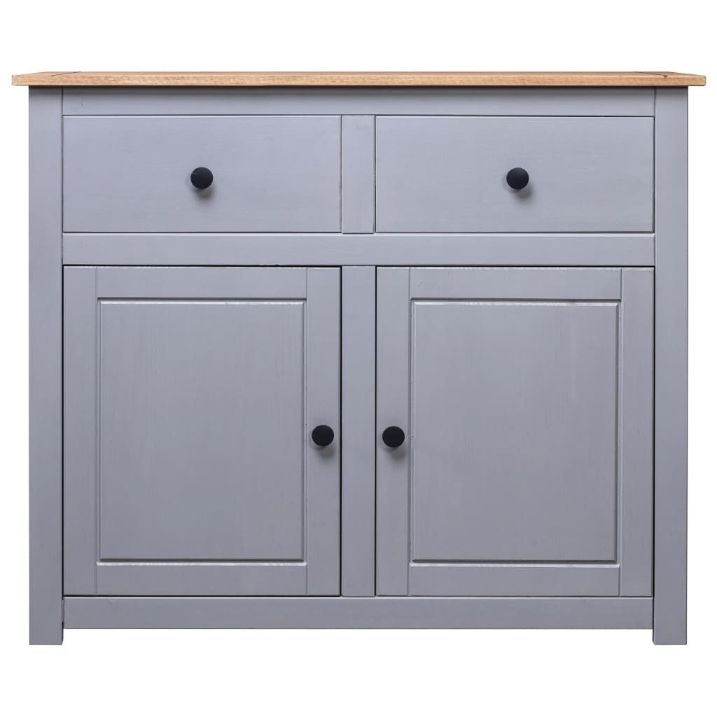Credenza Grigia 93x40x80 cm in Legno Massello di Pino Panama