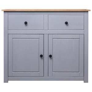 Credenza Grigia 93x40x80 cm in Legno Massello di Pino Panama