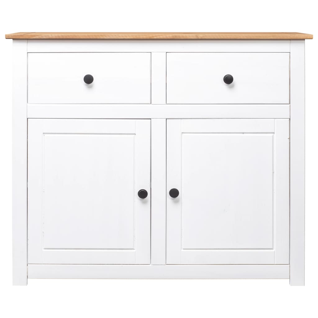 Credenza Bianca 93x40x80 cm in Legno Massello di Pino Panama 282699