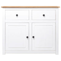 Credenza Bianca 93x40x80 cm in Legno Massello di Pino Panama 282699