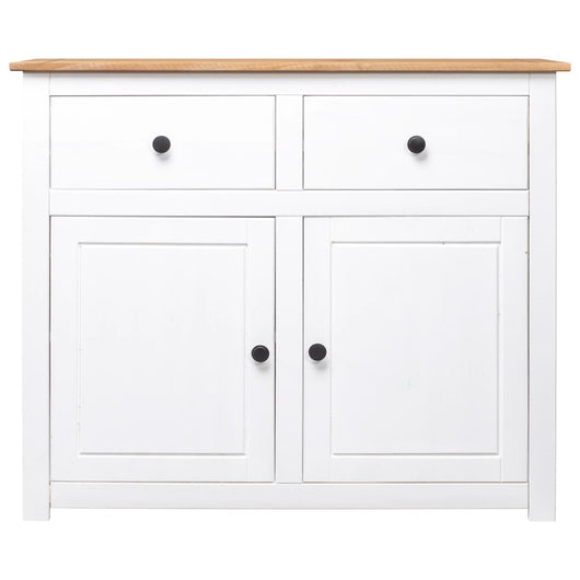 Credenza Bianca 93x40x80 cm in Legno Massello di Pino Panama 282699