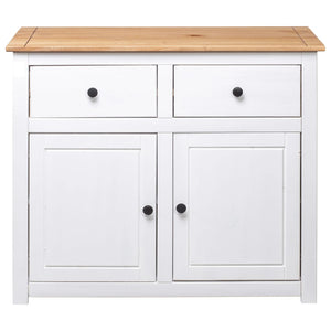 Credenza Bianca 93x40x80 cm in Legno Massello di Pino Panama 282699