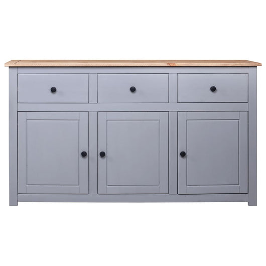 Credenza-Buffet-Armadio da cucina Grigia 135x40x80 cm in Legno Massello di Pino Panama