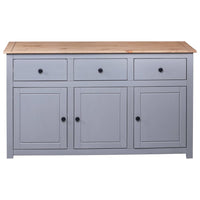 Credenza Grigia 135x40x80 cm in Legno Massello di Pino Panama 282704