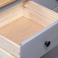 Credenza Grigia 135x40x80 cm in Legno Massello di Pino Panama