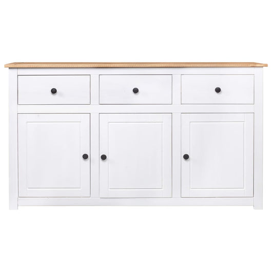 Credenza cassettiera cassettiera mobile contenitore organizer cucina soggiorno soggiorno 135 x 40 x 80 cm Pino massiccio gamma Panama bianco 02_0030209