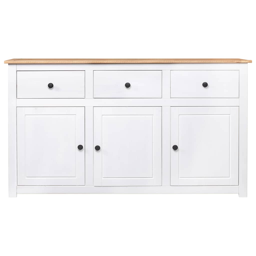Credenza-Buffet-Armadio da cucina Bianca 135x40x80 cm in Legno Massello di Pino Panama