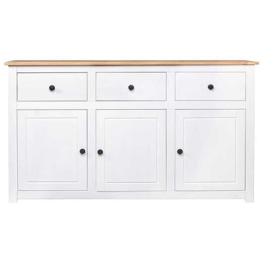 Credenza Bianca 135x40x80 cm in Legno Massello di Pino Panama 282705