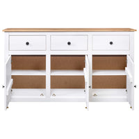 Credenza Bianca 135x40x80 cm in Legno Massello di Pino Panama cod mxl 7833